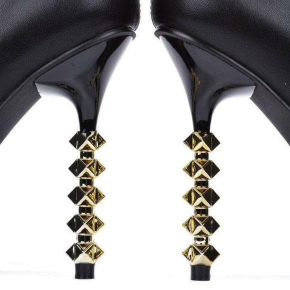 NWT CAPE ROBBIN VICE SEXY STUDDED HIGH HEELS BOOTS BLACK 5.5 - Picture 4 of 10